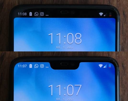 OnePlus 6 mit und ohne Notch OnePlus 6 mit und ohne Notch