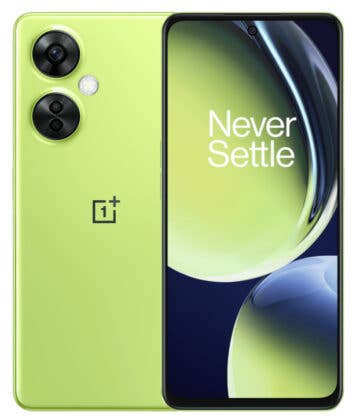 OnePlus Nord CE 3 Lite 5G in Lime - Vorderseite und Rückseite.
