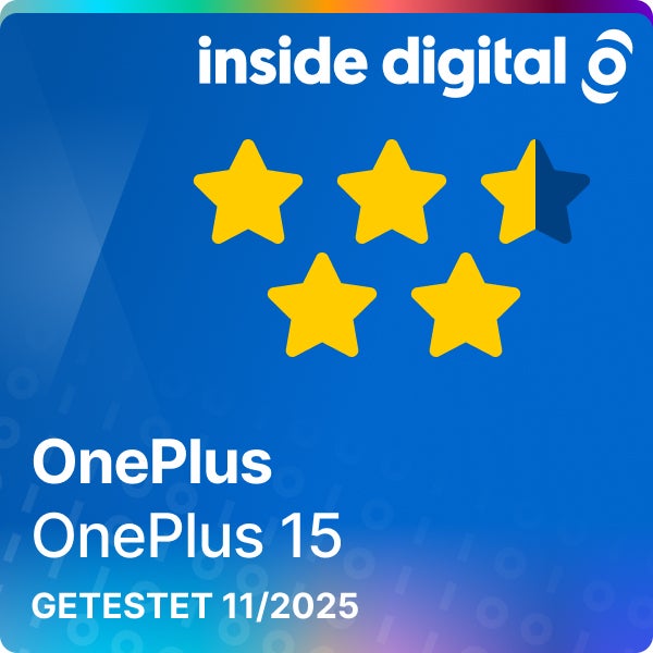 OnePlus 15 Testsiegel mit 4,5 von 5 Sternen
