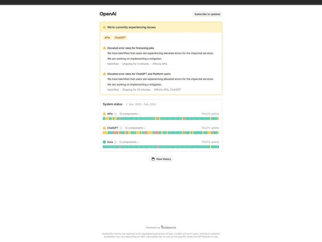 OpenAI spricht von erhöhten Fehlerraten