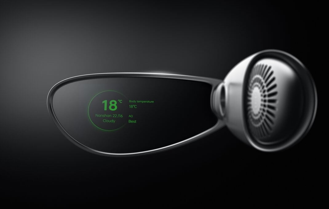 Die Anzeige auf dem Brillenglas der Oppo Air Glass