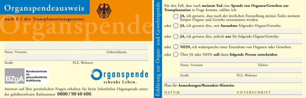 Organspendeausweis