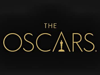 Das Logo der Oscars vor schwarzem Hintergrund.