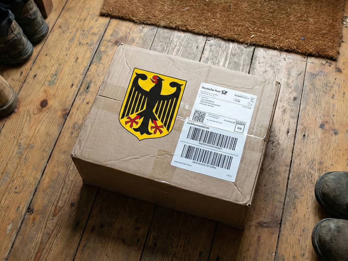 Kostenlos für alle Bürger: Regierung verschickt Sicherheitspakete Paket liegt im Flur