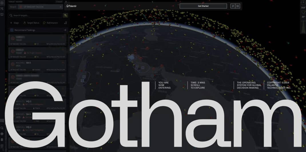 Gotham-Oberfläche von Palantir mit einer Globe und angezeigten Datenpunkten.