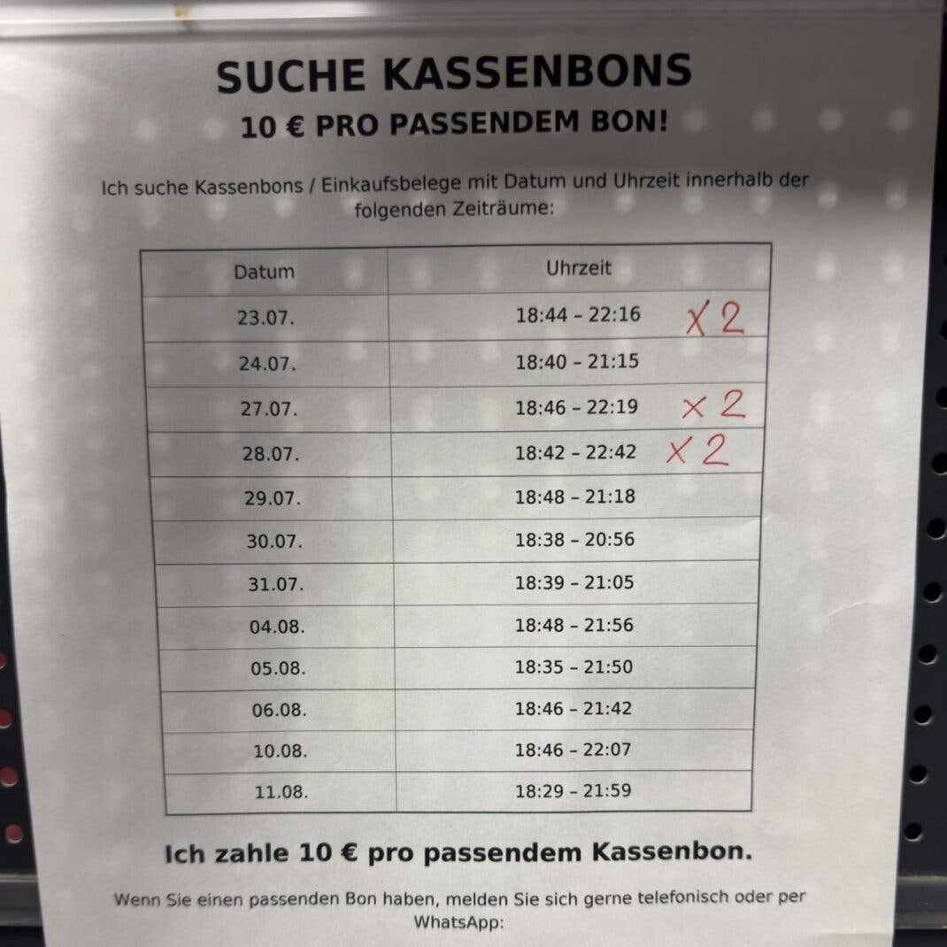 Unbekannter sucht Kassenbons