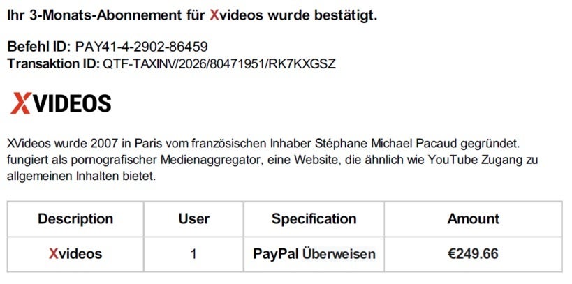 Betrügerische E-Mail
