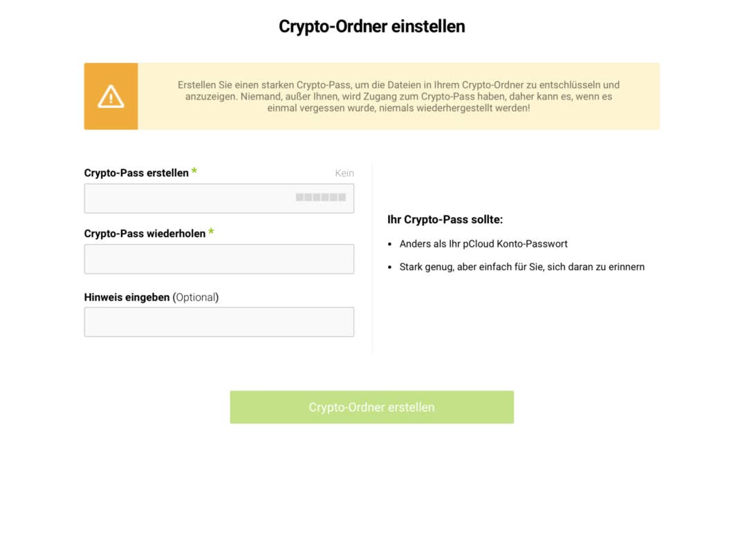 pCloud Crypto-Ordner