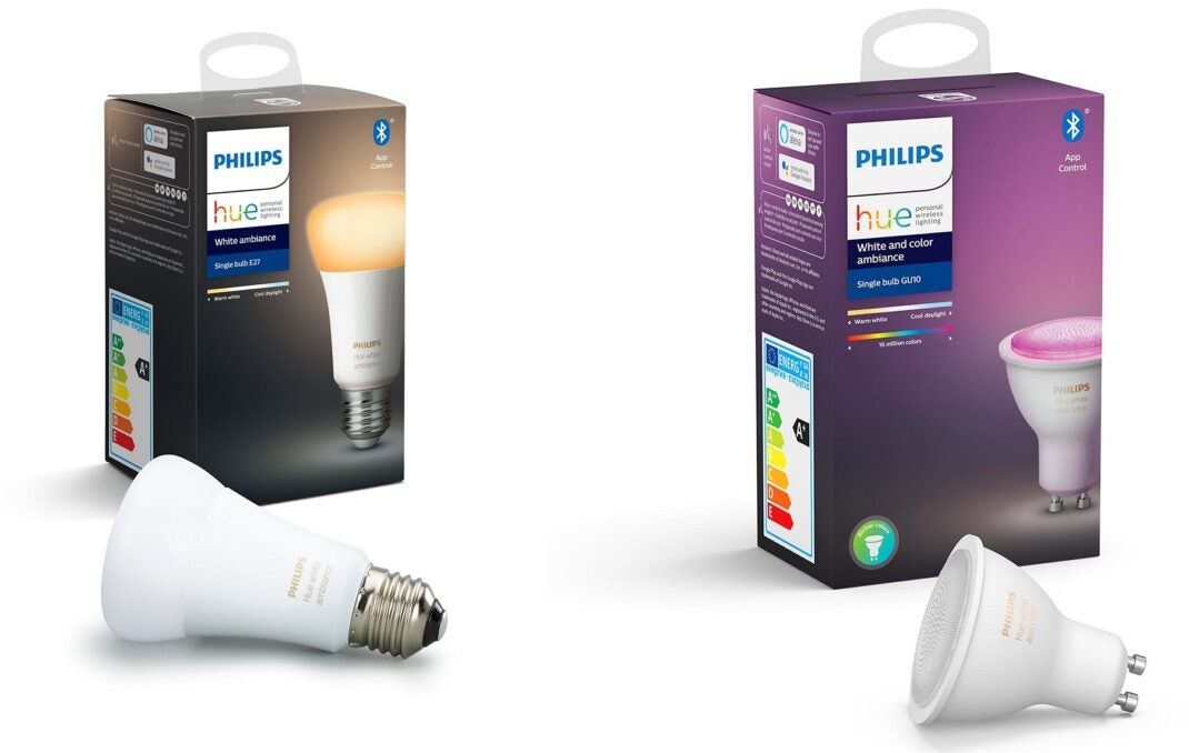 Philips Hue Leuchten mit E27 und GU10 Fassung