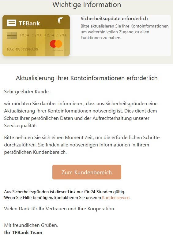 Betrügerische E-Mail
