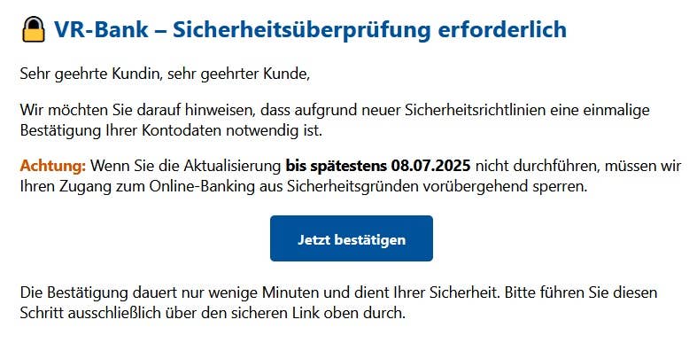 Betrügerische E-Mail