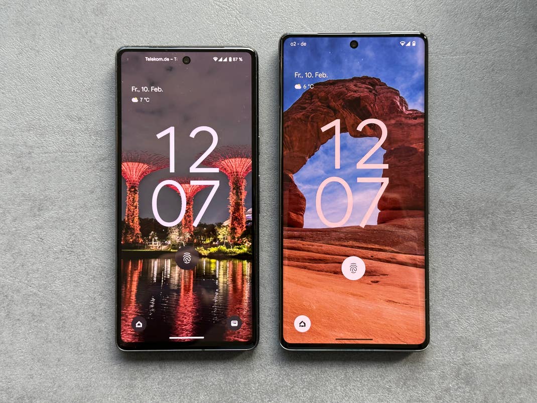 Pixel 7 und Pixel 7 Pro im Größenvergleich