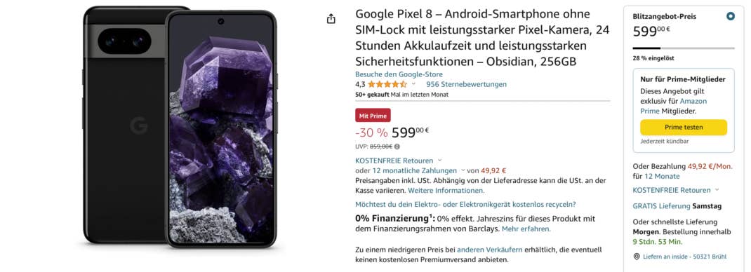 Pixel 8 bei Amazon