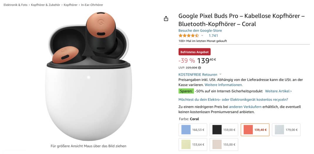 Pixel Buds Pro bei Amazon