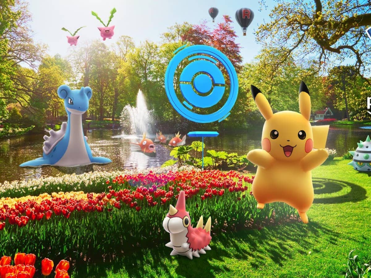 Einige Pokémon in einem Park, ein Bild aus Pokémon GO.