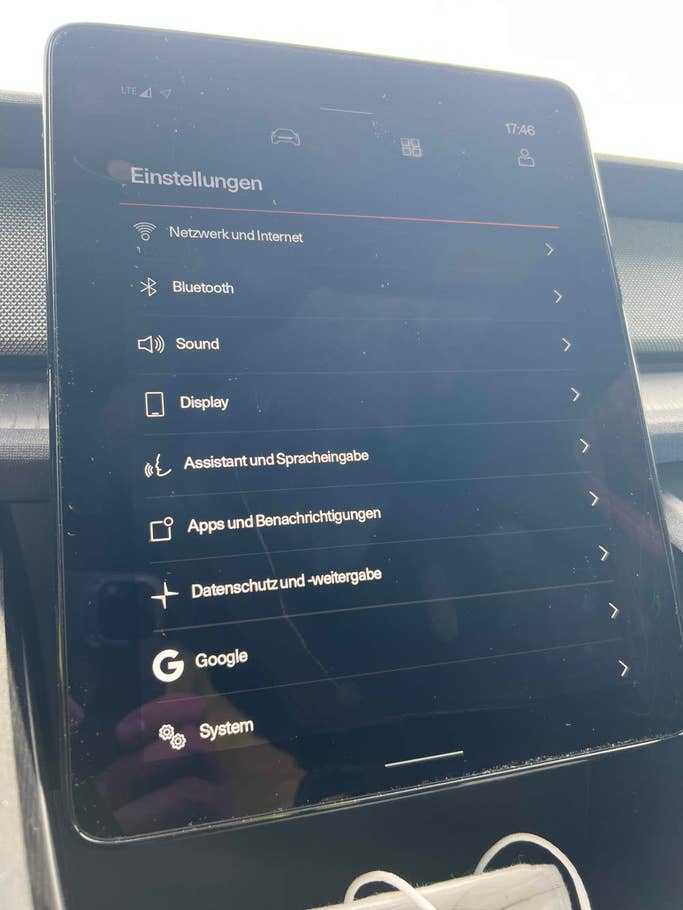 Einstellungen des Infotainmentsystems im Polestar 2