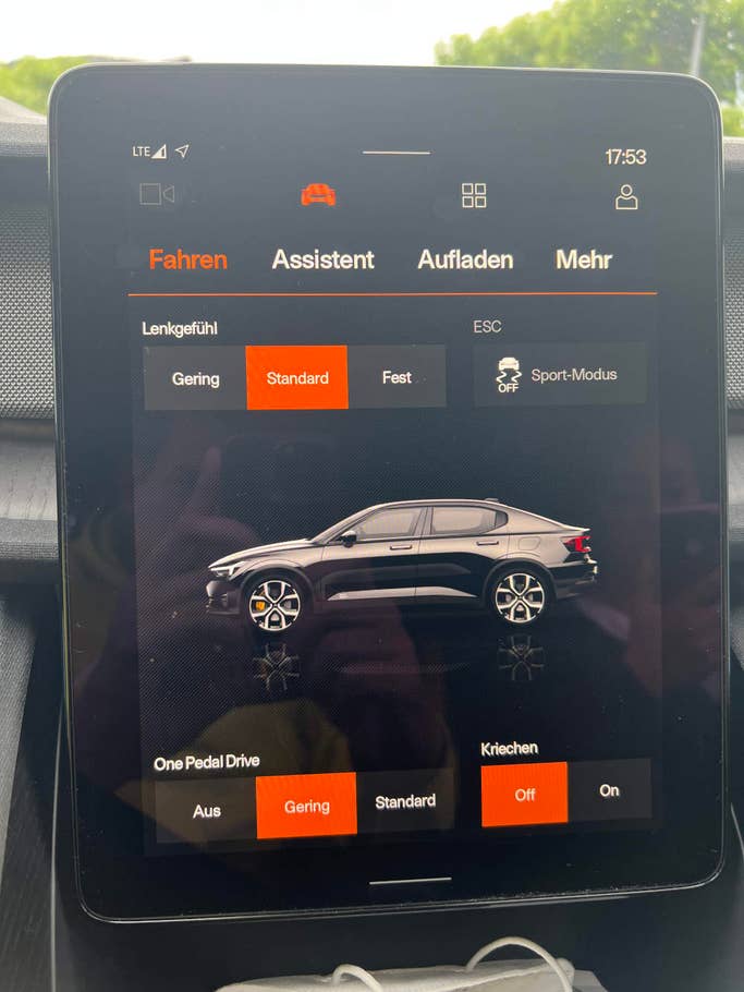 Fahren-Einstellungen im Polestar 2.