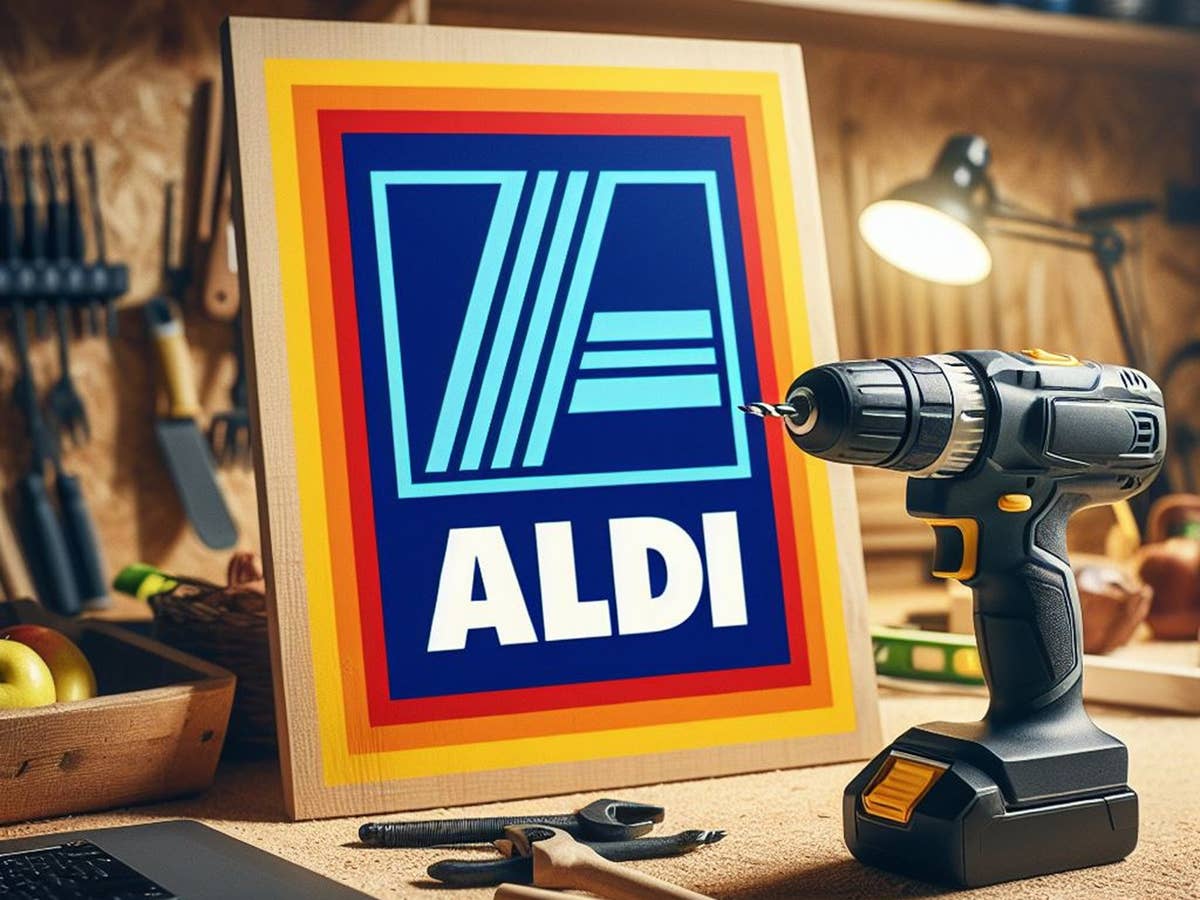 Preiskracher bei Aldi: ADAC Akku-Bohrschrauber sagenhaft günstig Aldi Logo im Umfeld einer Werkstatt