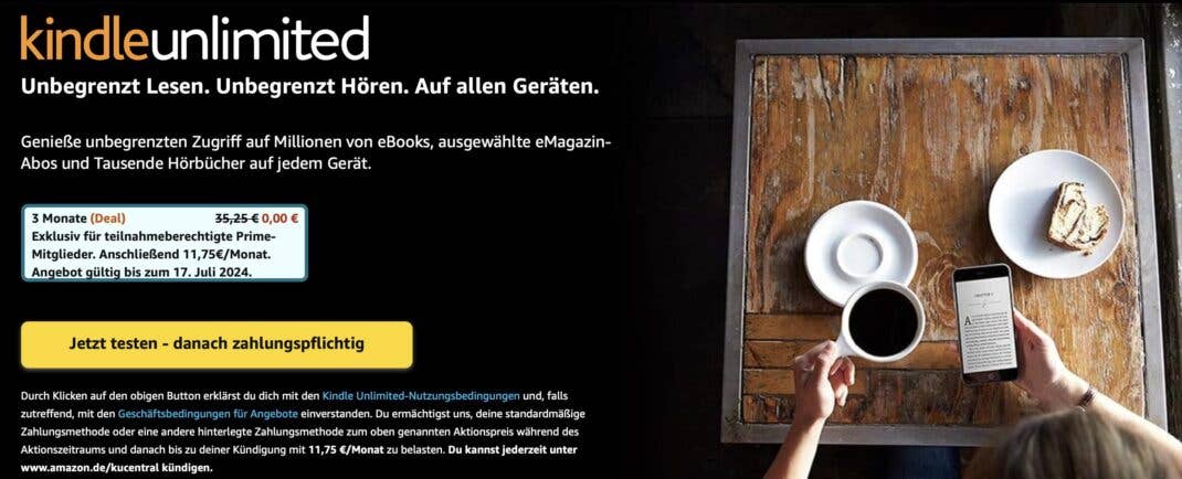 Amazon Kindle Unlimited-Angebot zum Prime Day 2024