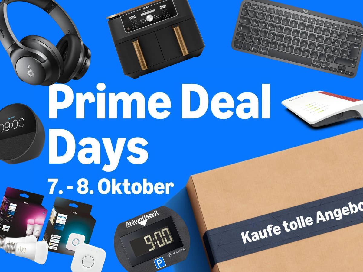Hinweis zu Amazon Prime Deal Days mit eingeblendeten Produktbildern