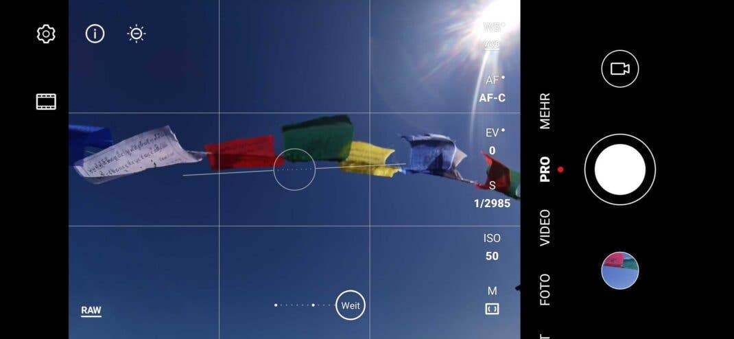 Pro-Modus und Gitter mit Drittelregel mit dem Smartphone fotografieren