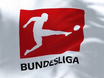 Logo der Fußball Bundesliga auf einer Flagge.