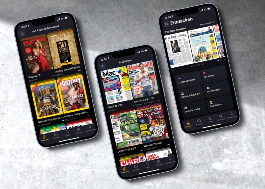 Readly-App auf mehreren Smartphones
