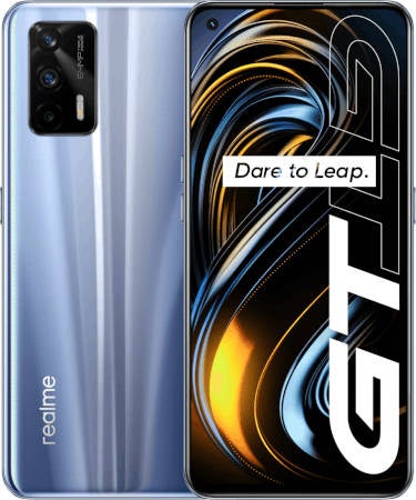 Realme GT Vorderseite und Rückseite in Silber