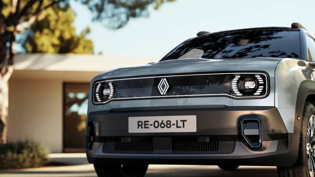 Frontansicht des Renault 4 E-Tech Electric.