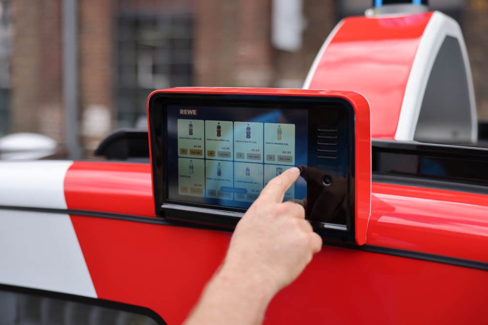 Artikel-Auswahl am Rewe Snack Mobil.