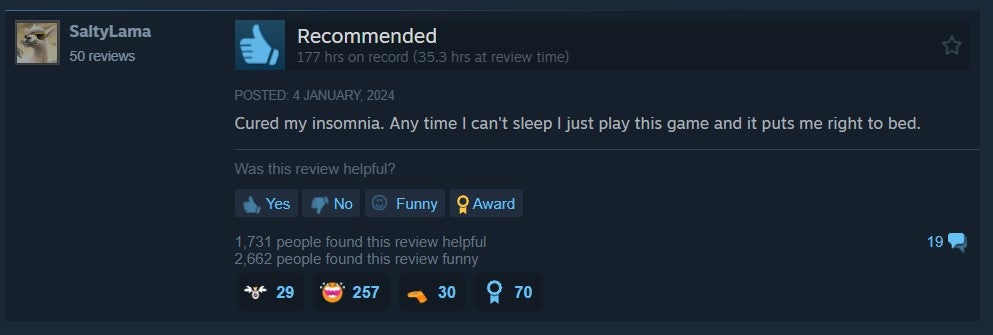 Video game review screenshot steam