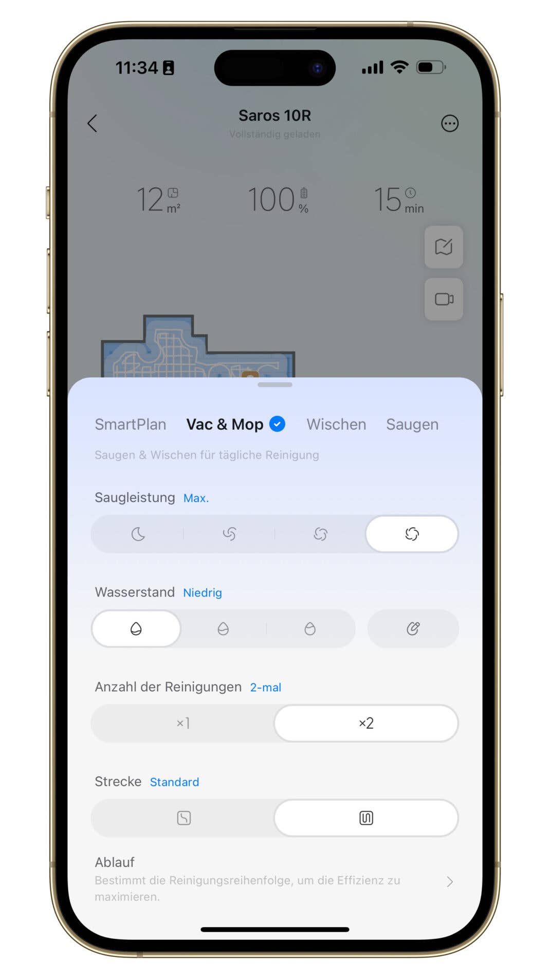 Roborock Saros 10 App-Einstellungen