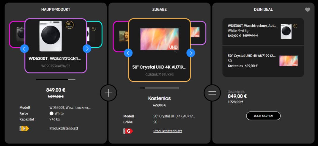 Waschtrockner mit kostenlosem 50 Zoll 4K-TV in Samsungs Deal-Bundle