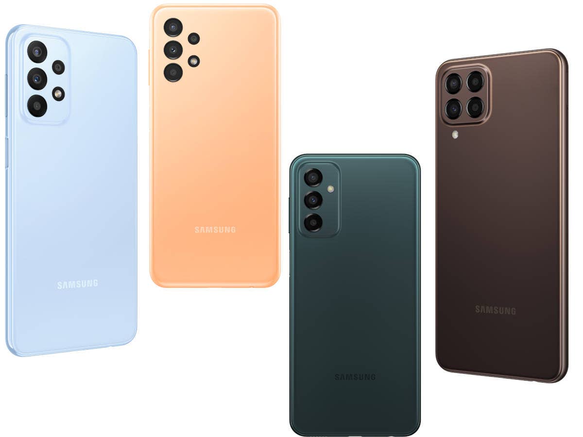 Samsung Galaxy A13, A23, M23 und M33 Rückseite.