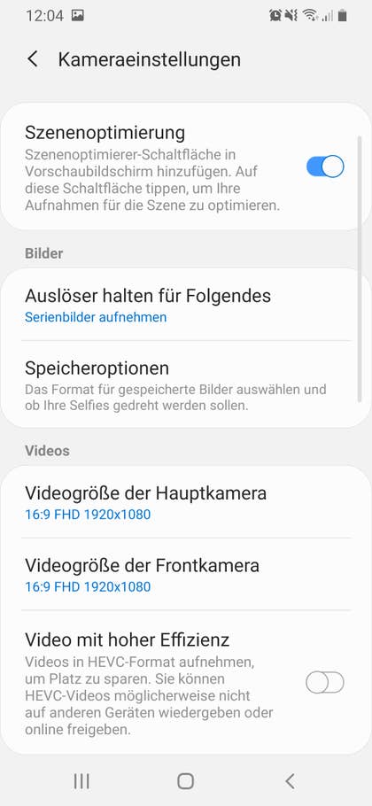 Die Kamera-Einstellungen des Galaxy A40, Teil 1