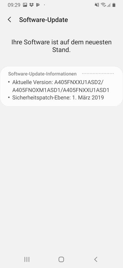 Die Software-Version des Galaxy A40