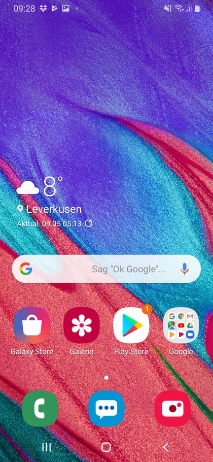 Der Homescreen des Galaxy A40