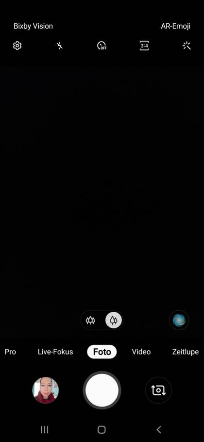 Ein Blick auf die Kamera-App. Kamera-App mit ihren Einstellungen.