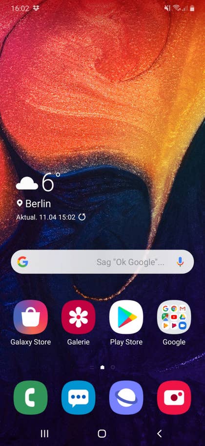 Ein Screenshot des Homescreens vom Samsung Galaxy A50. Ein Screenshot des Homescreens vom Samsung Galaxy A50.