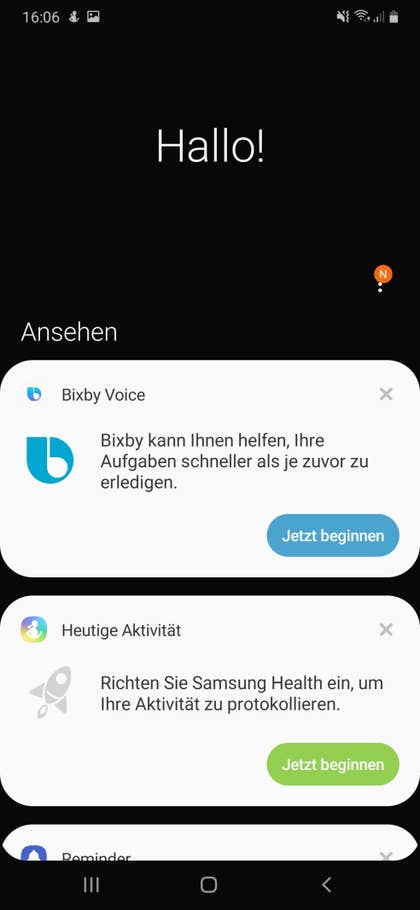 Ein Screenshot des Homescreens vom Samsung Galaxy A50. Auch Bixby ist an Bord. Ein Screenshot des Homescreens vom Samsung Galaxy A50.