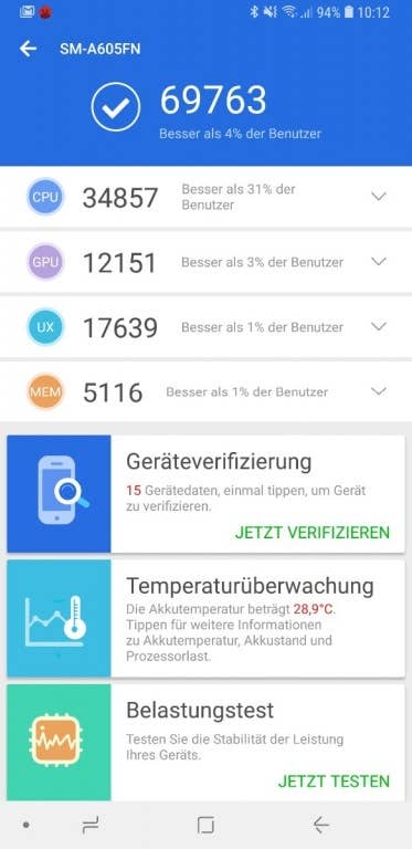 Samsung Galaxy A6+ im Test: Benchmark-Tests