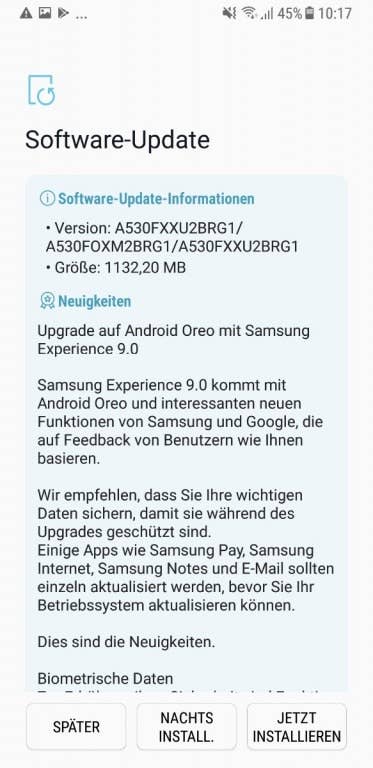 Samsung Galaxy A8 (2018) - Software