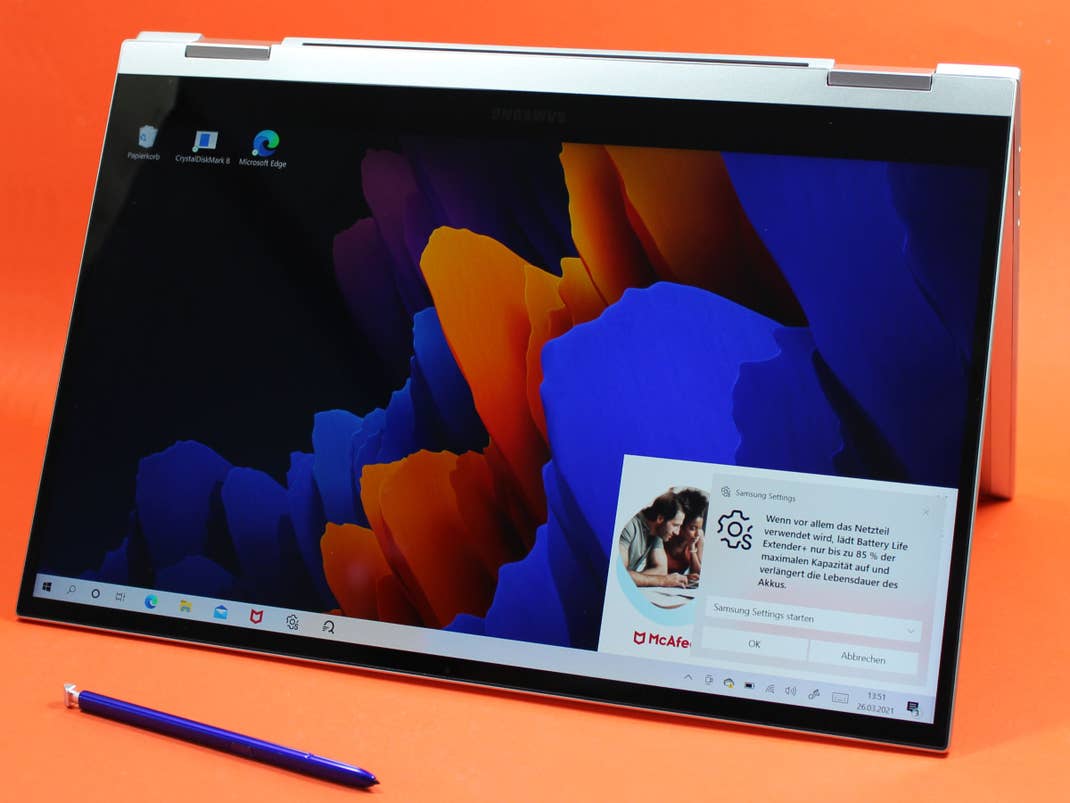 Tent-Ansicht des Samsung Galaxy Book Flex 2