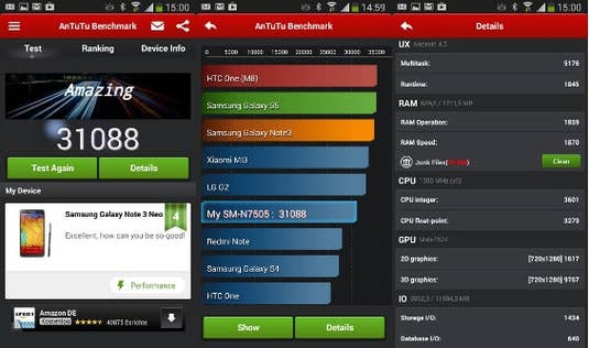 Samsung Galaxy Note 3 Neo im AnTuTu-Benchmarktest