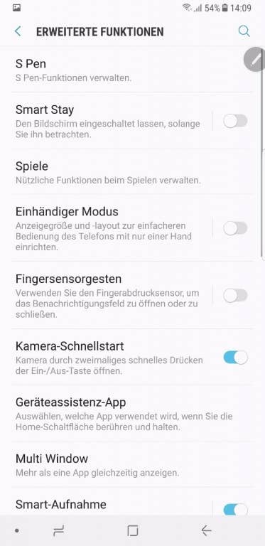 Samsung Galaxy Note 8 - Menüs und Einstellungen