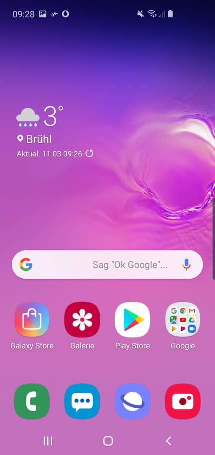 Samsung Galaxy S10e Homescreen