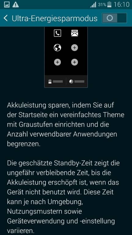 Samsung Galaxy S5: Screenshots Benutzeroberfläche