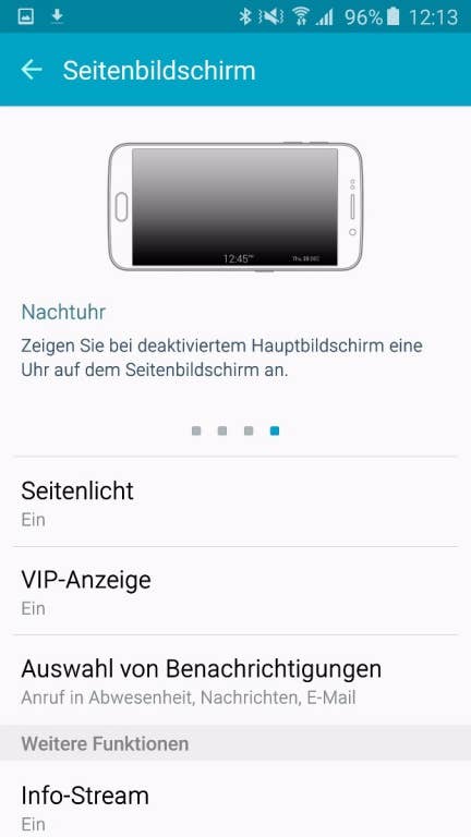 Samsung Galaxy S6 edge: Seitenbildschirm
