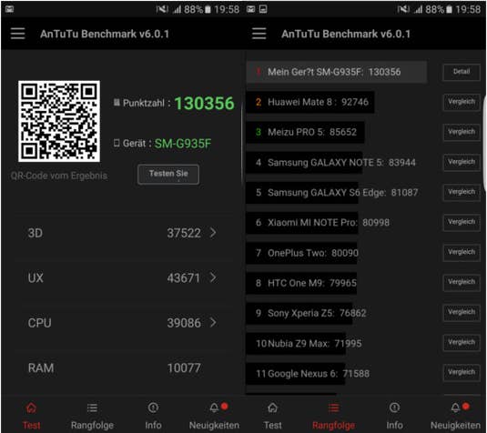 Samsung Galaxy S7 edge Benchmark-Test