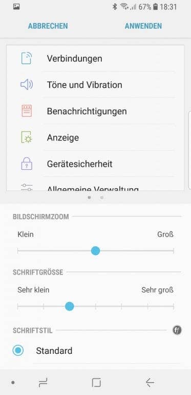 Samsung Galaxy S9: Die Display-Einstellungen